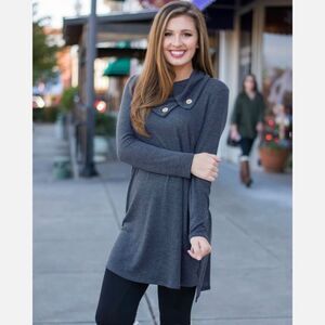 Fashion Women Long Sleeve Cotton Blend Loose Casual Tops Tee Mini Dress US FAST
